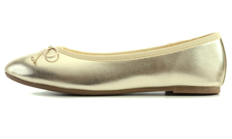 FEVERSOLE Women's Macaroon Colorful Memory Foam Cushion Insock Patent Ballet Flat Gold Size 7.5 M US - Image 2